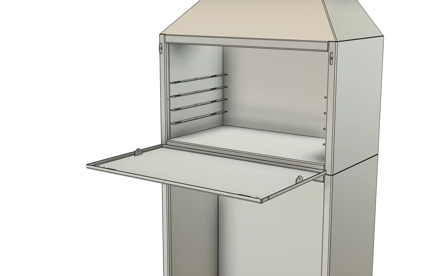 Firebox door folded down as a table